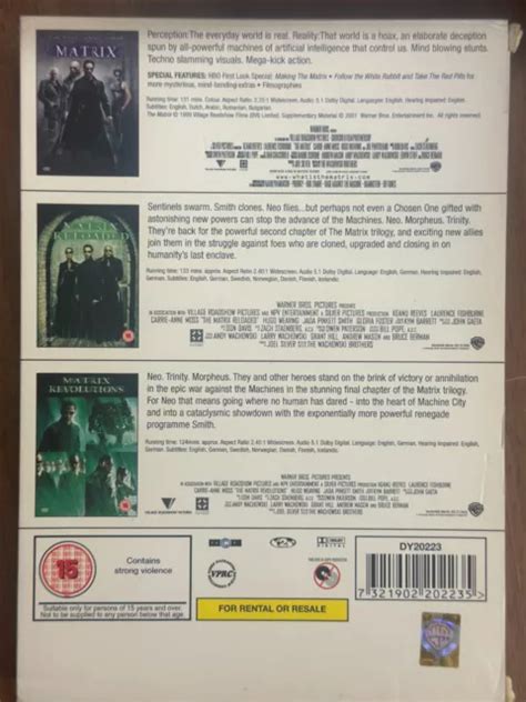 The Matrix Trilogie Dvd Coffret Sci Fi Film Triple Bill Reloaded