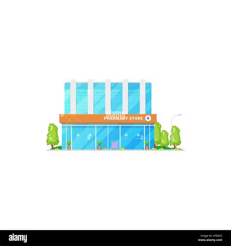 Pharmacy Store Exterior Design Isolated Drugs Store Vector Modern