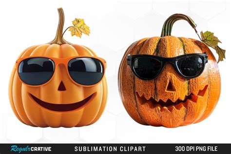 Pumpkin With Sunglasses Artwork Clipart