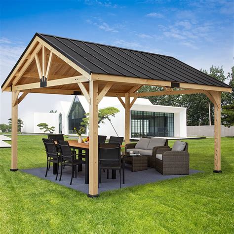 Amazon MELLCOM 13 X16 Wood Gazebo Spruce Solid Wood Hardtop