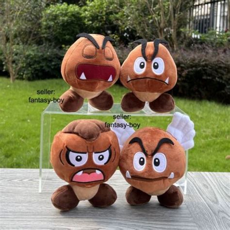 4pcs Super Mario Bros Plush Goombrat Paragoomba Goomba Sleeping Stuffed