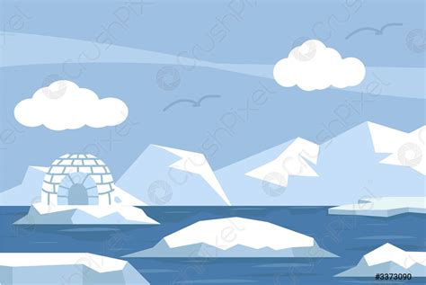 Noordpool Noordpool In Oceaanachtergrond Stock Vector 3373090