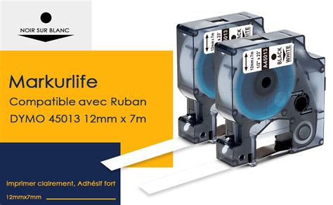 Markurlife Ruban pour Étiqueteuse Compatible pour DYMO D1 45013