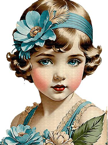 Vintage Girl Girl Vintage Animated Portrait Moonflower26 