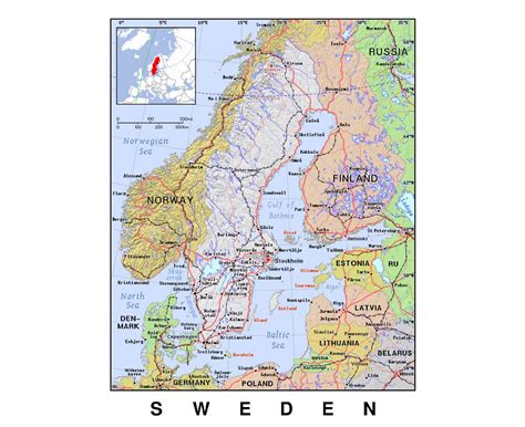 Карты Швеции | Коллекция карт Швеции | Европа | Maps of the World ...