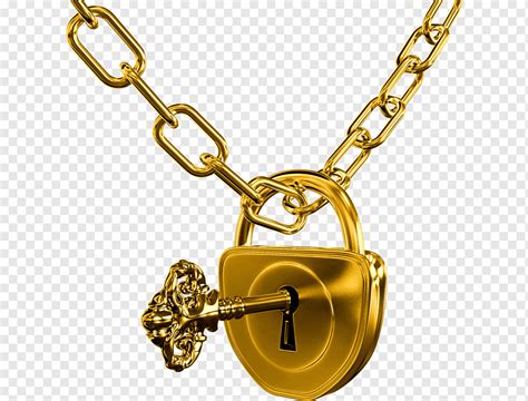 Gold Colored Padlock And Key Keychain Lock Door Golden Lock Key