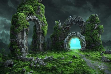 Premium Photo Spectacular Fantasy Scene With A Portal Archway Cover