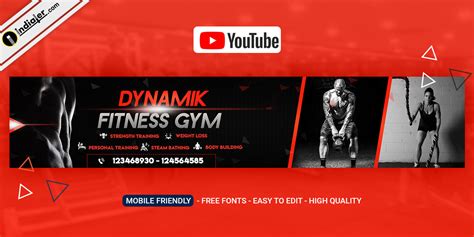 Fitness Gym Youtube Channel Art Banner PSD Free Indiater