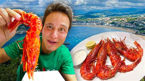 San Sebastian Food Tour - GIANT SCARLET PRAWNS + Best Tortilla in Spain ...