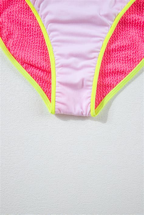Bonbon Color Block High Waisted Sexy Bikini Set Wholesale