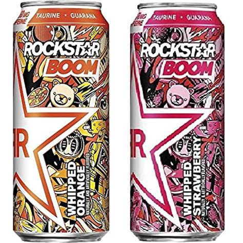 Rockstar Boom Energy Drink Variety Pack Whipped Orange And Strawberry