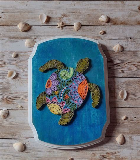 Sea Turtle Paper Quill Art Ocean Wall Decor Handmade Etsy