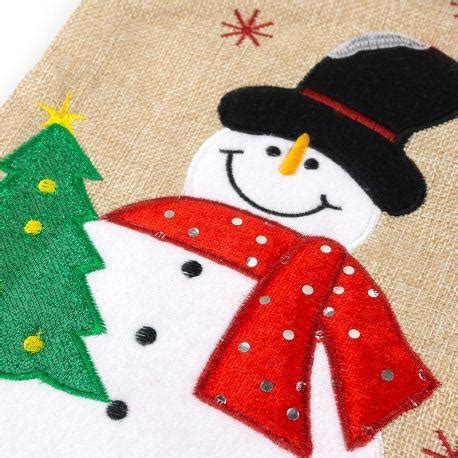 Calcetín Premium Yute Navideño Personalizado Snowman