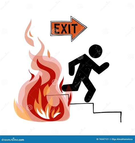 Fire Evacuation Vector Sign Stock Vector Illustration Of Rescue