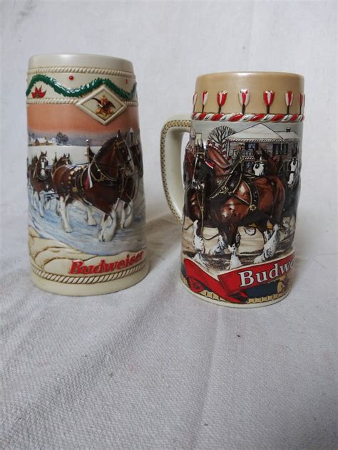 9 Vintage Budweiser Holiday Beer Steins Etsy