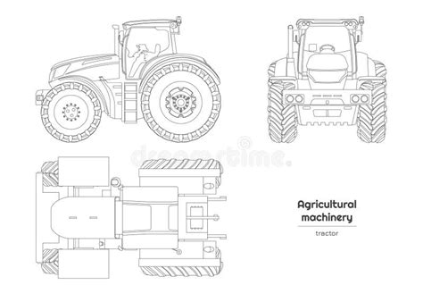 Dibujo De Tractor De Granjero De Esquema M Quina Agr Cola Aislada