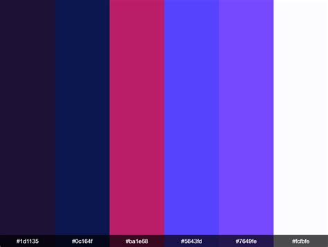 Space Color Palette Hex Colors 1d1135 0c164f Ba1e68 5643fd