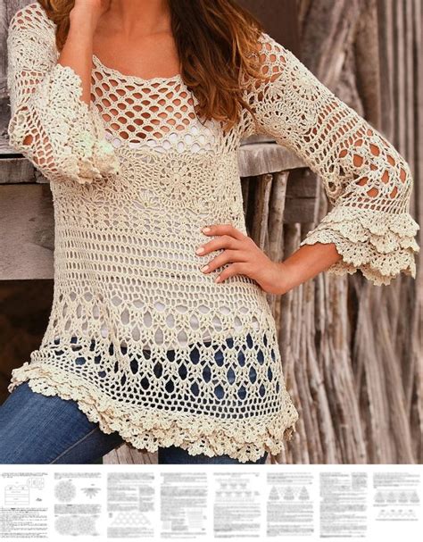 Crochet Pullover PATTERN Boho Tunic Pattern Boho Ruffle Sweater