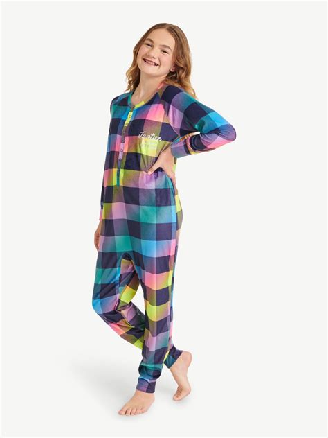 Justice Girls Button Front Onesie Sleepwear Pajama Sizes 5 18 And Plus