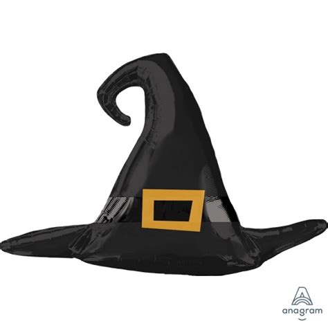 Satin Black Witch Hat Shape Mylar Balloon Balloon Warehouse