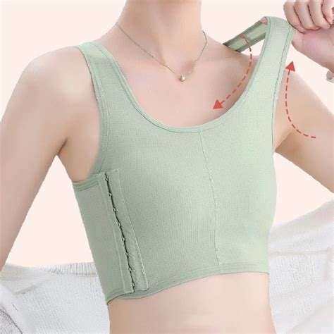 Women Breathable Chest Binder Summer Ice Silk Side Buckle Short Vest