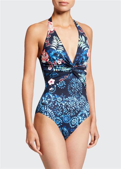 Johnny Was Annia Twisted Halter One Piece Swimsuit Bergdorf Goodman