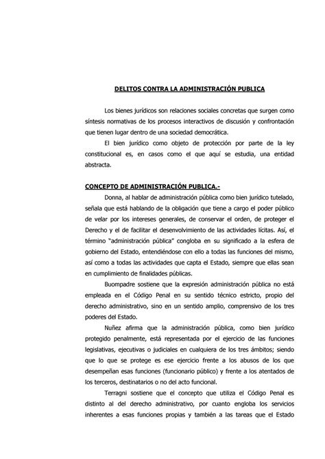 Administracion Publica Y Cohecho DELITOS CONTRA LA ADMINISTRACIN