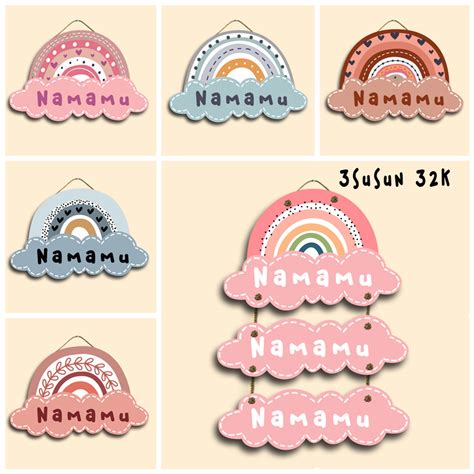 HIASAN DINDING GANTUNGAN Wall Hanging Name Hanger Costume Cloud Rainbow