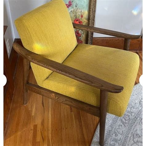West Elm Mid Century Show Wood Chair In Dijon Chairish
