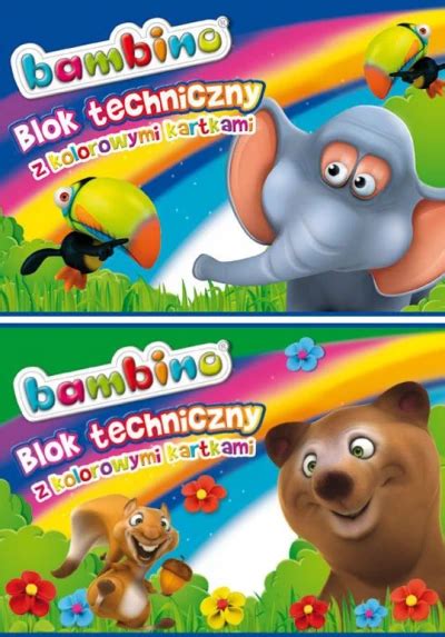 Bambino Blok techniczny A4 z kolorowymi kartkami mix wzorów