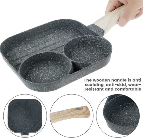 Buy Nyidpsz Egg Frying Pan Nonstick Skillets Pancake Pans 3 Section Pan Mini Divided Grill