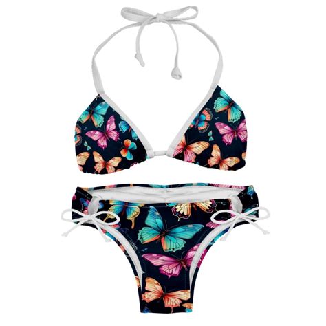 Flower Butterfly Detachable Sponge Adjustable Strap Bikini Set Two Pack