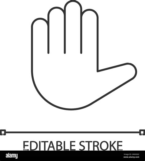 Raised Hand Emoji Linear Icon Thin Line Illustration High Five Stop