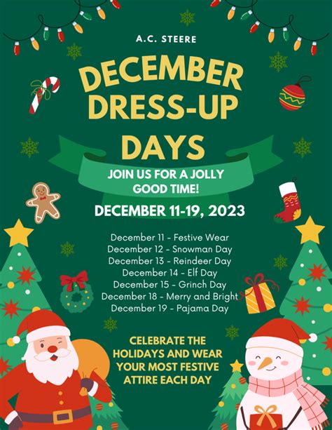 Holiday Dress Up Days A C Steere Elementary