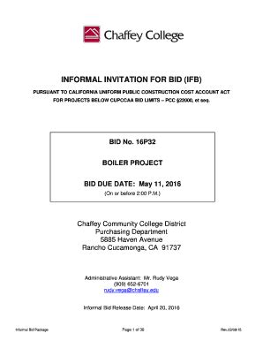 Fillable Online Informal Invitation For Bid Ifb Fax Email Print