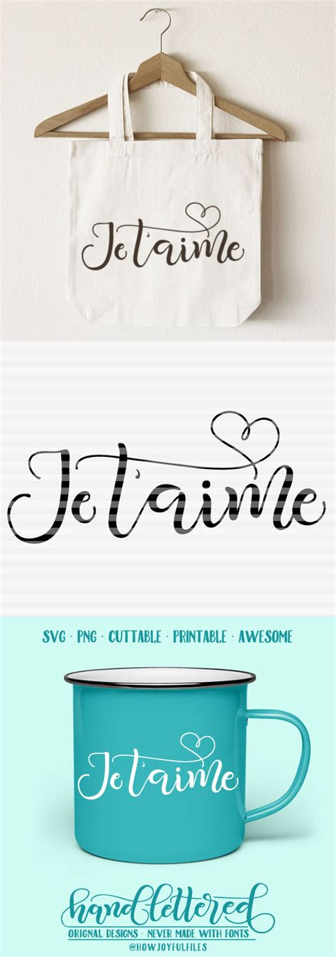 Je T Aime I Love You In French Hand Drawn Lettered Cut File By