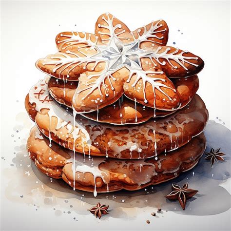 Premium Ai Image Watercolour Illustration Of A Christmas Cookie Isolated