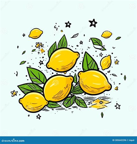 Lemon Hand Drawn Illustration Lemon Vector Doodle Style Cartoon