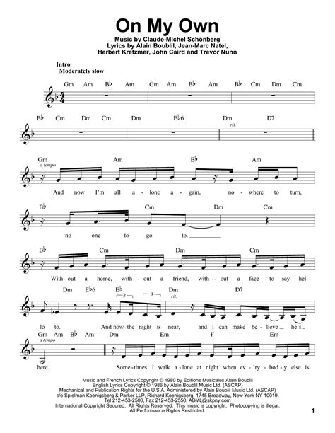 On My Own From Les Miserables Pro Vocal Print Sheet Music Now