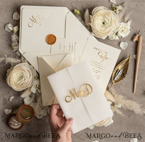 Minimalistic Gold Acrylic Wedding Invitations Luxury Golden Wedding