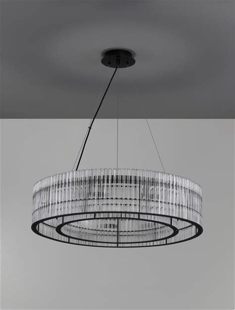 Nova Luce Suspension Barok Matt Black Metal Clear Glass