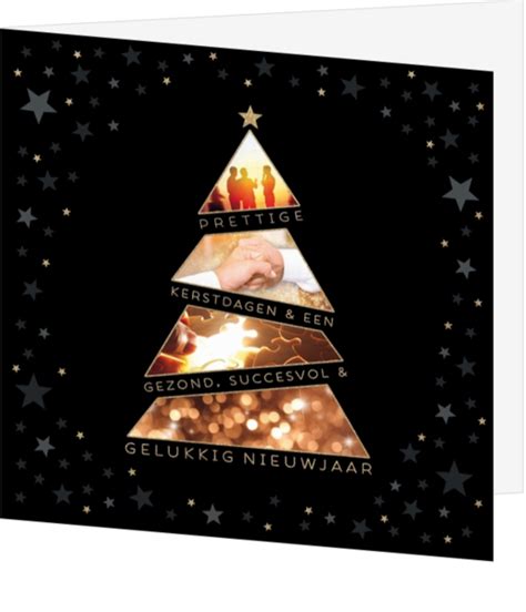 Mix Match Kerstkaart Kerstboom Omringd Met Sterren