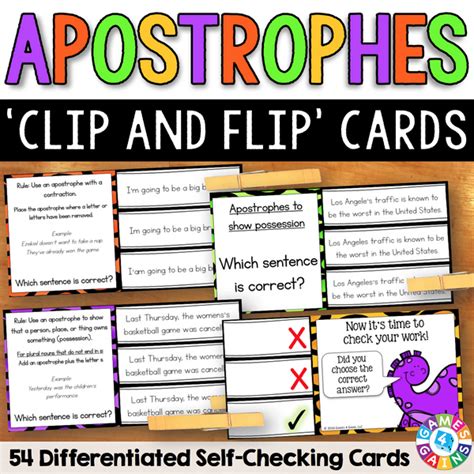 Apostrophes Clip And Flip Cards Games 4 Gains