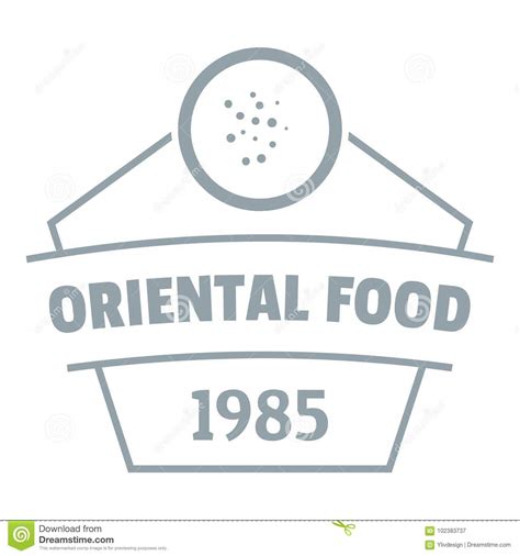 Logotipo Oriental Tradicional Do Alimento Estilo Cinzento Simples