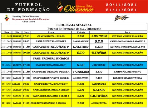 20 e 21 de novembro de 2021 Futebol de Formação Sporting Clube