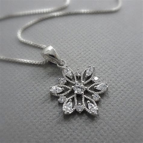 Snowflake Necklace Sterling Silver Snowflake Necklace Winter Necklace