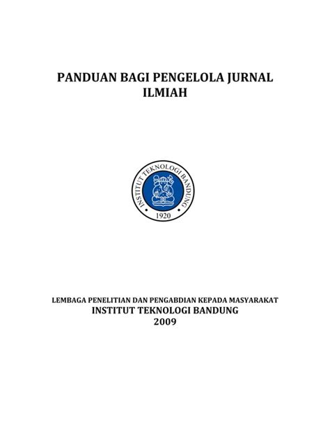 Panduan Pengelola Jurnal Ilmiah Itb Pdf