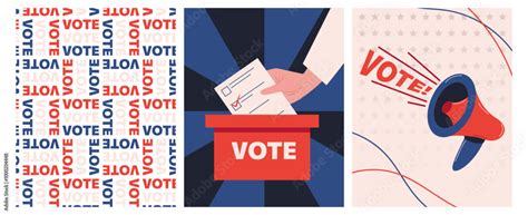 Election 2024 Posters Set Vote Posters In Flat Style Element Of