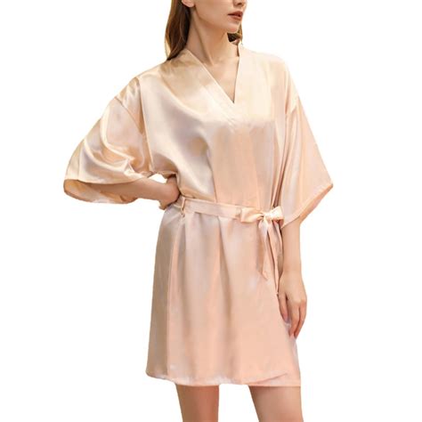 Homgro Womens Satin Robe Sexy Short Silk Bath Robe Soft Comfy