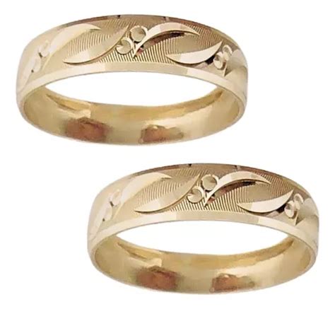 Argollas De Matrimonio 4mm Par Anillos Boda Oro 10k Clásica